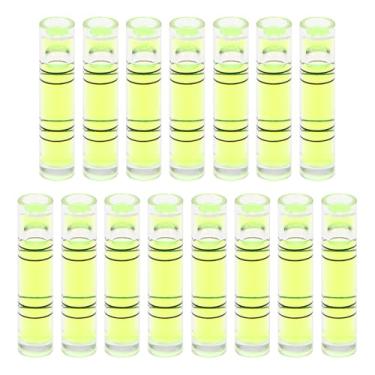 Imagem de HARFINGTON 15 frascos cilíndricos pequenos de nível de bolha de 6,3 x 29 mm PMMA mini ferramentas de layout de medição de nível de bolha horizontal para RV TV Moldura de pendurar ferramenta niveladora
