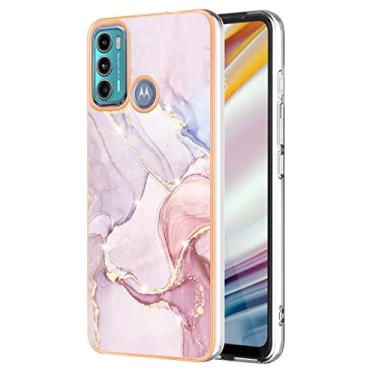 Imagem de Dinglijia Capa para Motorola G60 G40 Fusion, TPU macio + padrão de mármore IMD, design fino, proteção de tela e câmera aprimorada para Moto G60/G40 Fusion YBBK ouro rosa