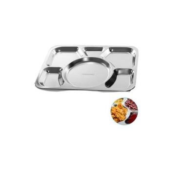 Imagem de Bandeja Refeitório Inox 6 Divisões Bandejão 39x28cm - FRIGOPRO