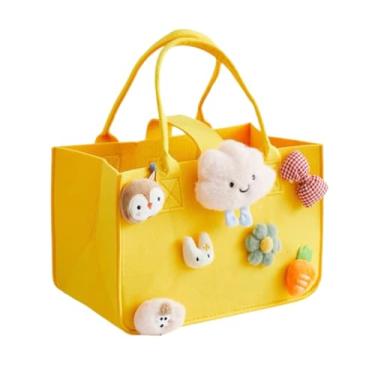 Imagem de DxXU SewLife Sacola de feltro portátil de desenho animado multiuso para crianças adequada para chá de bebê, festa de aniversário (17. amarelo médio 2)