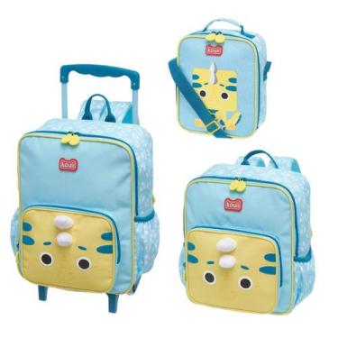 Imagem de Kit Mochila Carrinho e Costa com Lancheira térmica Kouii Filhotiis Din