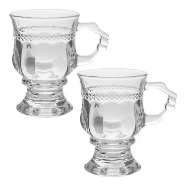 Imagem de Jogo 2 Caneca De Café 117ml Hanover Vidro Cristalino Transparente Xícara Em Casa Tem