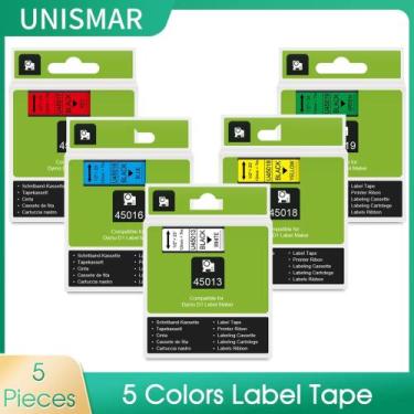 Imagem de Kit 5 Fitas Coloridas P/ Para Dymo Labelmanager 45019 45013 - Unismar