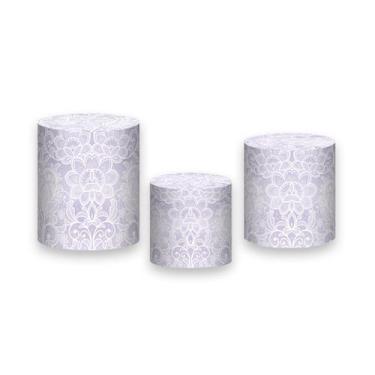 Imagem de Trio De Capa Cilindro - Lilás Com Efeito Renda 010 - Via Cores
