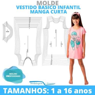 Imagem de MOLDE vestido basico infantil, MODELAGEM&DIVERSOS, CORREIOS