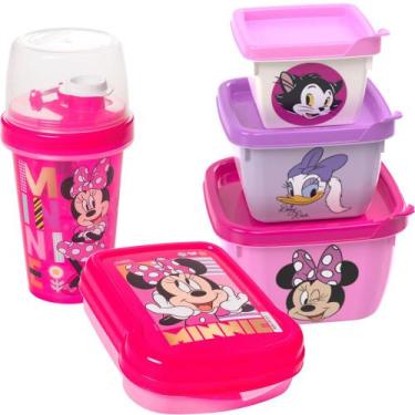 Imagem de Kit Infantil Lancheirinha Minnie Rosa Lanche Alimentação - Plasutil