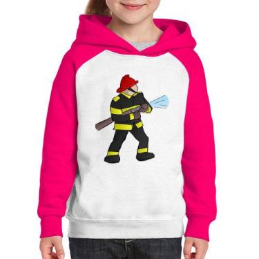 Imagem de Moletom Infantil Bombeiro - Foca na Moda, Branco, Rosa, 14