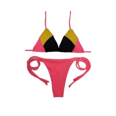 Imagem de Coleção 3 cores Biquíni cortininha com bojo e calcinha fio dental - DE