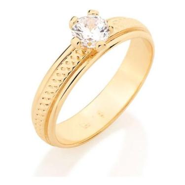 Imagem de Aliança Trabalhada Formato Com Zircônia. Rommanel 511402, Branco, 26