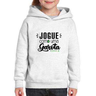 Imagem de Moletom Infantil Jogue como uma garota - Foca na Moda, Branco, 4