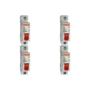 Imagem de Kit C/4 - Disjuntor Steck Din Unipolar 40A Sd61 C  Sdd61C40