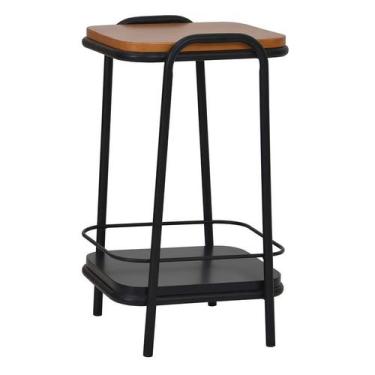 Imagem de Mesa Lateral Quadrada Chicago Preta e Castanho - Keva