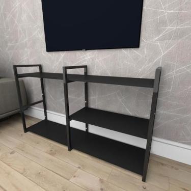 Imagem de Rack estilo industrial aço cor preto prateleiras 30 cm cor preto model