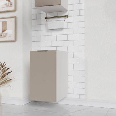 Imagem de Balcão 1 Porta 40cm sem Tampo sem Rodapé Puxador 150cm Ipanema CabeCasa MadeiraMadeira Cinza Trama/Branco