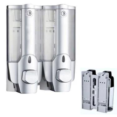 Imagem de Dispenser Duplo Alcool Gel Shampoo Sabonete Liquido kit 2 uni Hotel Sh