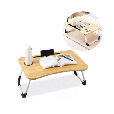 Imagem de Mesa portátil notebook mesinha dobrável porta copo apoio cama sofá mul