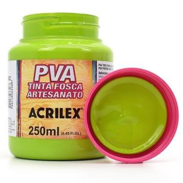 Imagem de Tinta PVA Fosca para Artesanato 250ml - Acrilex, 802 - VERDE MAÇÃ