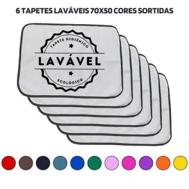 Imagem de Kit com 6 Tapetinhos Alta Absorção para Pets 70x50 Sortidos - 200 Lava