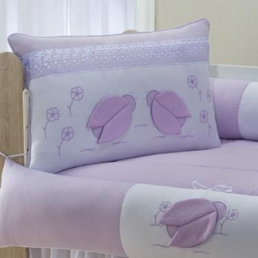 Imagem de Kit enxoval para berço 408 joaninha lilas menina com saia de berço bar