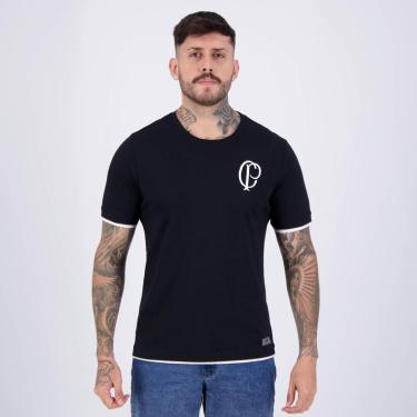Imagem de Camisa Corinthians Logo CP Pacth Preta-Masculino