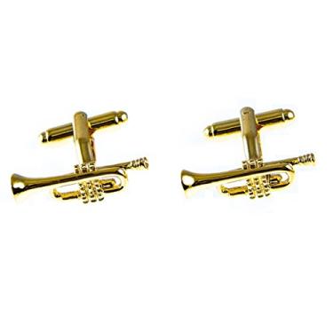 Imagem de MRCUFF Trumpet Jazz Music Par de abotoaduras em uma caixa de presente e pano de polimento para apresentação