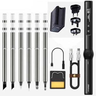 Imagem de HS-01 Ferro de solda elétrico inteligente Estação de solda portátil Tela OLED de 0,87 polegadas Carcaça de liga de alumínio com ajuste de temperatura Função de tensão de entrada ajustável type1