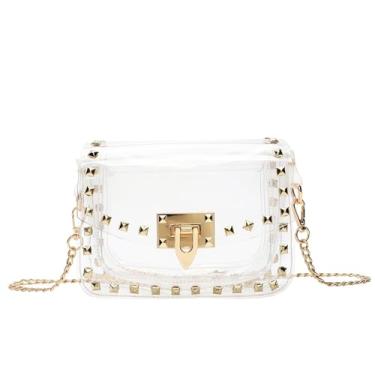 Imagem de SharPlus Clear Crossbody Purse Bag for Women Stadium Approved with Studded Rivet, Clear PVC Handbag for Concert & Game Day