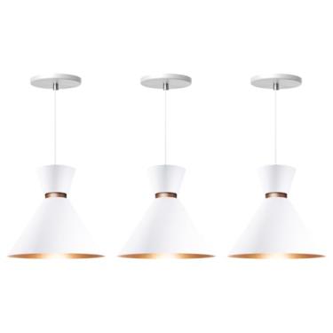 Imagem de Kit 3 Pendente Lustre Luminária Berlin 23cm Branco