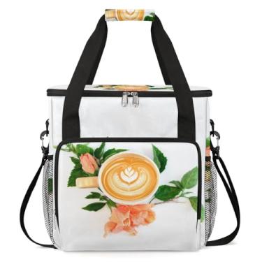 Imagem de Copo de grãos de café flor para cafeteira bolsa de transporte de viagem compatível com Keurig K-Mini ou K-Mini Plus caixa portátil para cafeteira com bolsos para cápsulas K-cup