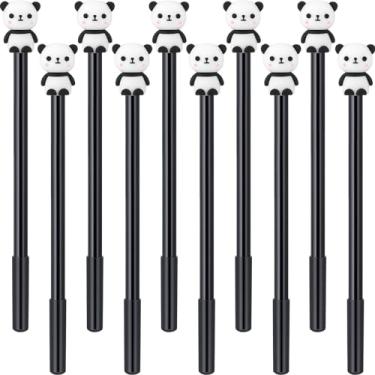 Imagem de 20 peças de canetas de tinta de gel Panda de animal fofo, canetas de escrita Panda com desenho animado, canetas de tinta preta de 0,5 mm para artigos de papelaria escolares