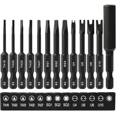 Imagem de Conjunto de brocas de chave de fenda de 13 peças, conjunto de chaves de fenda triangular TA18-27, brocas quadradas #1,2,3, chave inglesa nº 4,6,8,10 com suporte de broca de 1/4 polegada, conjunto de