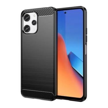 Imagem de Vavies Capa para Redmi 12, Capa para Redmi 12 5G, Poco M6 Pro 5G/para Redmi Note 12R/para Redmi 12R Capa de Fibra de Carbono Slim TPU Capa Protetora à Prova de Choque para Xiaomi Redmi 12 Preto
