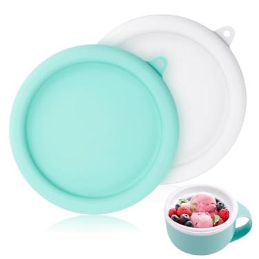 Imagem de 2 peças de tampa de silicone para máquina de fazer sorvete Dash My Caneca, tampa de armazenamento reutilizável de sorvete, tampas de substituição sem BPA para acessórios de caneca de sorvete Dash