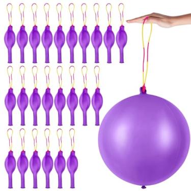 Imagem de 24 Pcs Punch Balloons Purple Punch Balloons Bounce Balloon with Rubber Band Handle Punching Balloon Heavy Duty Farm Themed Punch Balloon for Birthday Party, Kids(Purple)