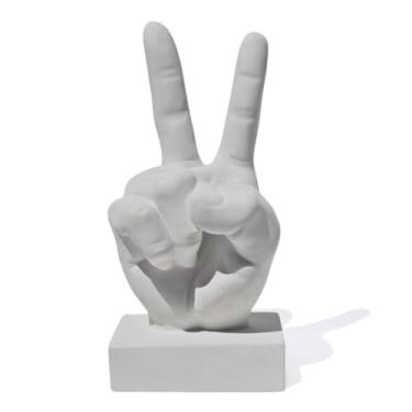 Imagem de Estatua Decorativa Paz e Amor Artesanal 17cm Em Cimento (Cinza)