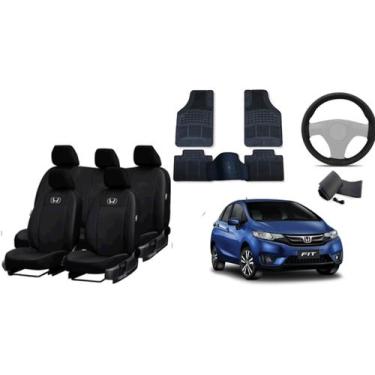 Imagem de Kit Capa de Couro Fit 08-23 + Tapete + Capa de Volante: Seu Carro Mais