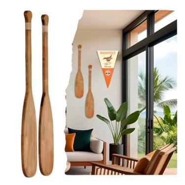 Imagem de Remo Canadense Decorativo Madeira Kit 2 Remos Parede Estilo Náutico Artesanal Funcional Rústico Decoração Ambientes Casa Praia Sala Escritório Chácara Varanda Aconchegante Versátil Clássico Durável (Envernizado)