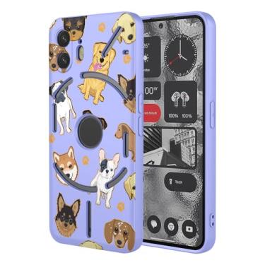 Imagem de KOARWVC Capa de telefone para Nothing Phone 2, capa Nothing 2 A065, design de padrão de gato, fina, protetora, macia, amortecedora, capa de telefone para celular 2, cachorro roxo