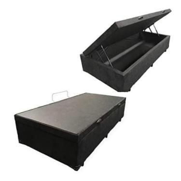 Imagem de Cama Box em Baú de Solteiro, Blindado Suede Preto. RC - Real Comfort E