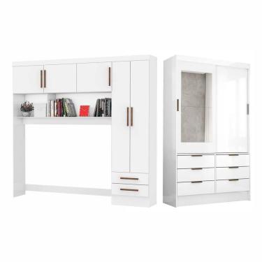 Imagem de Guarda Roupa Modulado Sevilha Com Espelho Carioca Móveis Branco