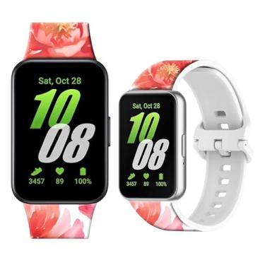 Imagem de LIKLNAPQ Pulseira esportiva ajustável de silicone macio compatível com Galaxy Fit3 para mulheres e homens, para smartwatch Galaxy Fit 3 SM-R390 (floral aquarela)