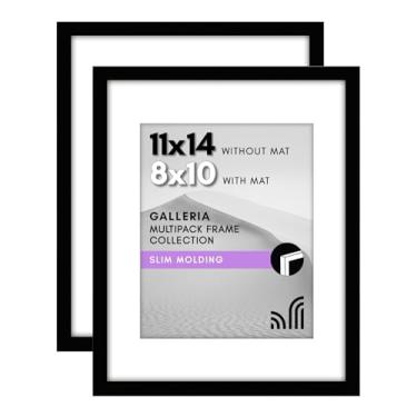 Imagem de Americanflat Porta-retrato 28 x 35 cm em preto com passe-partout 20 x 25 cm - Conjunto de 2 molduras - Exibe fotos de 20 x 25 cm com tapete e 28 x 35 cm sem tapete - com capa de acrílico