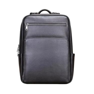 Imagem de Mochila empresarial de couro genuíno para homens de couro de vaca de grande capacidade mochila masculina de viagem ao ar livre de 15 polegadas