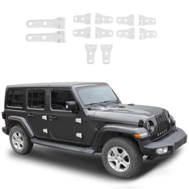 Imagem de Hoolcar Dobradiça de porta, capô, motor, dobradiça, suporte de pneu sobressalente, capa de dobradiça, acabamento externo, kit de acessórios compatíveis com Jeep Wrangler JLU 2018-2025, 4 portas,
