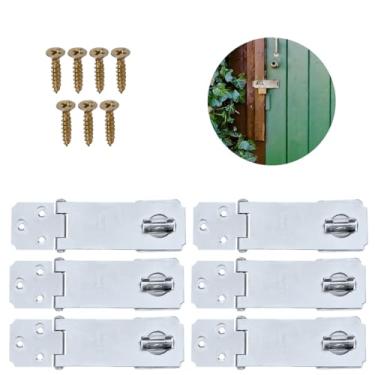 Imagem de Dobradiça Porta Cadeado Fecho Trinco Zincado 5,5" Para Portão Gaveta Armário | Silvana | Kit 06 Un