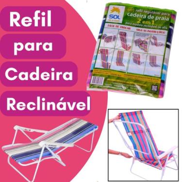 Imagem de Refil Para Cadeira Praia Reclinável 2 A 8 Posições Fácil Troca - Sol, 