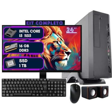Imagem de Computador Slim Home Office Cpu Desktop Completo Intel Core I5 16GB SSD 1 TB Monitor HDMI 24' Teclado e mouse Caixa de som WI-FI usb DreamComputers DC