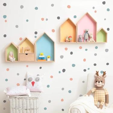 Imagem de Adesivo de Parede Bolinhas Irregulares Cinza Coral Verde 70un