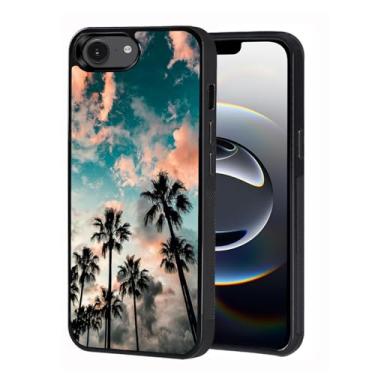 Imagem de FQTBCEARI Compatível com iPhone 16e, capa protetora fina de borracha resistente a impactos com absorção de choque para iPhone 16e 2025 6,1 polegadas, palmeira