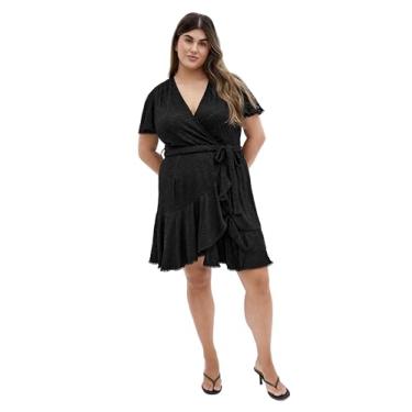 Imagem de City Chic Vestido feminino plus size - Mini renda doce, Preto, 50